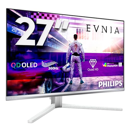 Philips EVNIA 27M2N8500 Monitor Gaming 27" QHD, 360Hz, QD-OLED, 0.03 ms GtG, HDR400 Trueblack, Adaptive Sync., G-Sync Compat., Altavoces, Altura Ajustable (2X HDMI 2.1, 1x DP 1.4, USB-Hub) Blanco