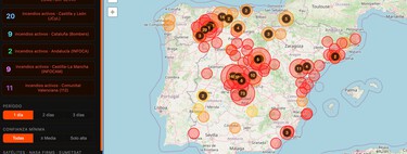 Este mapa te muestra todos los incendios activos de España en tiempo real, y puede avisarte si hay uno cerca de tu casa 