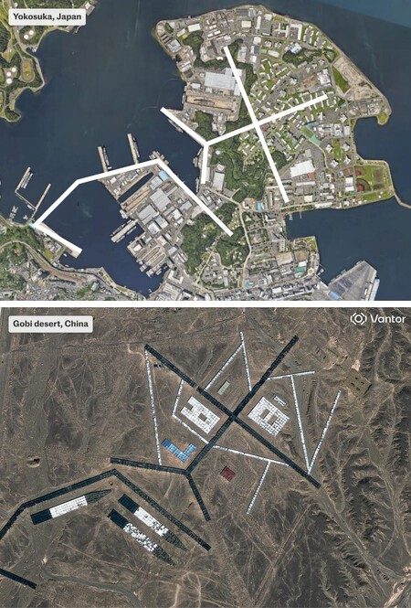 En el desierto de Gobi, China construyó una réplica de la base naval de Yokosuka, la base naval más grande de Estados Unidos en Japón.