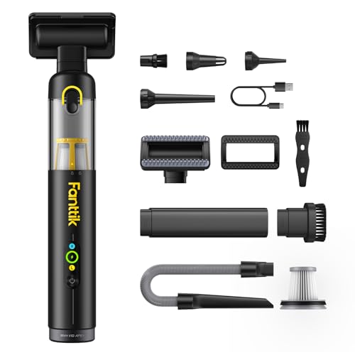 Fanttik Slim V10 APEX Aspirador Inalámbrico 4-en-1 para Coche y Portátil Mini, 19 kPa de Potencia de Succión, Pantalla Digital Inteligente, 2 Modos de Succión para Pequeñas Tareas de Limpieza, Coche