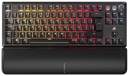 CORSAIR K70 PRO TKL RGB Teclado para Juegos con Cable Magnético-Mecánico – Interruptores Ajustables MGX Hyperdrive Pre-Lubricados, SOCD y Disparo Rápido Simultáneos, 8.000 Hz, QWERTY – Negro