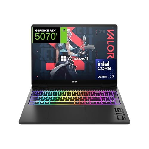 HP OMEN MAX 16-ah0018ns - Ordenador Portátil Gaming de 16" 2.5K WQXGA (Intel Ultra 7-255HX, 32GB RAM, 1 TB, NVIDIA GeForce RTX 5070 TI, Windows 11) Negro - Teclado QWERTY Español