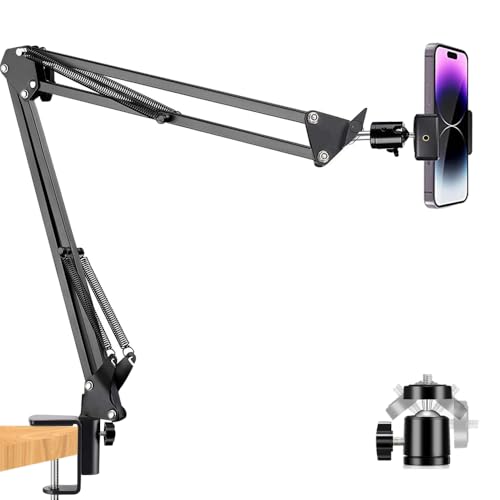YIYANT Brazo Articulado de Soporte para teléfono Movil Celular,Rotación de 360°, Flexible, para fotografía Plana (Black)