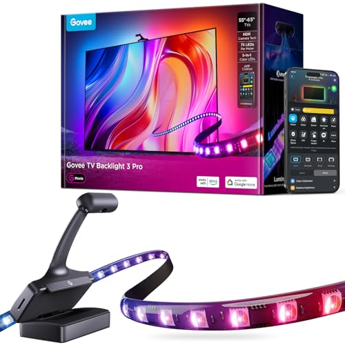 Govee TV Backlight 3 Pro Triple Cámara HDR, RGBWWIC Tira de Luces LED TV