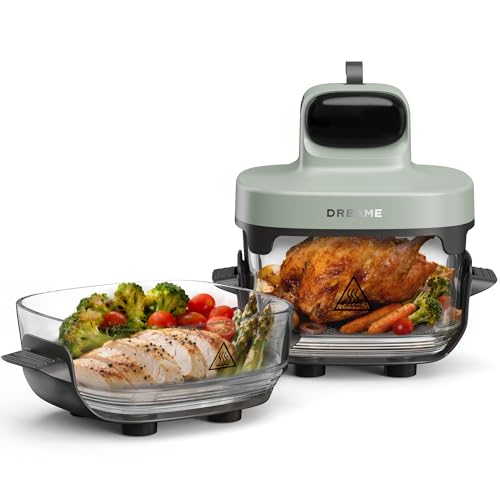 DREAME Tasti, Freidora de Aire Portátil de Vidrio 5 en 1: 2,5 L + 4,5 L