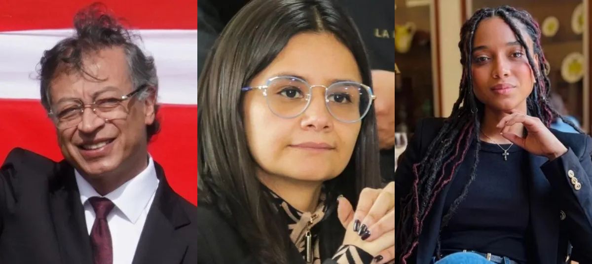 Angie Rodríguez, Juliana Guerrero y Gustavo Petro.